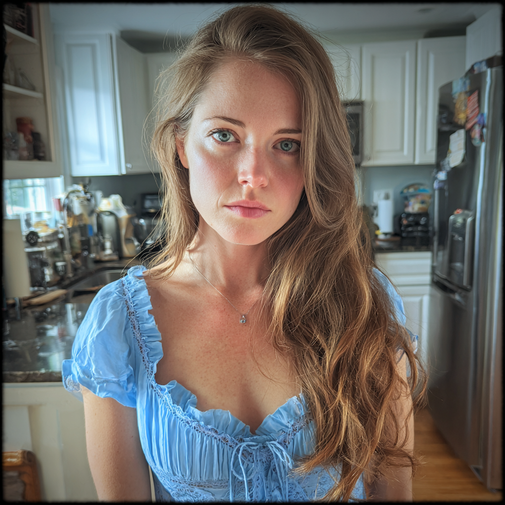 A close up of a pensive woman in a blue dress | Source: No source