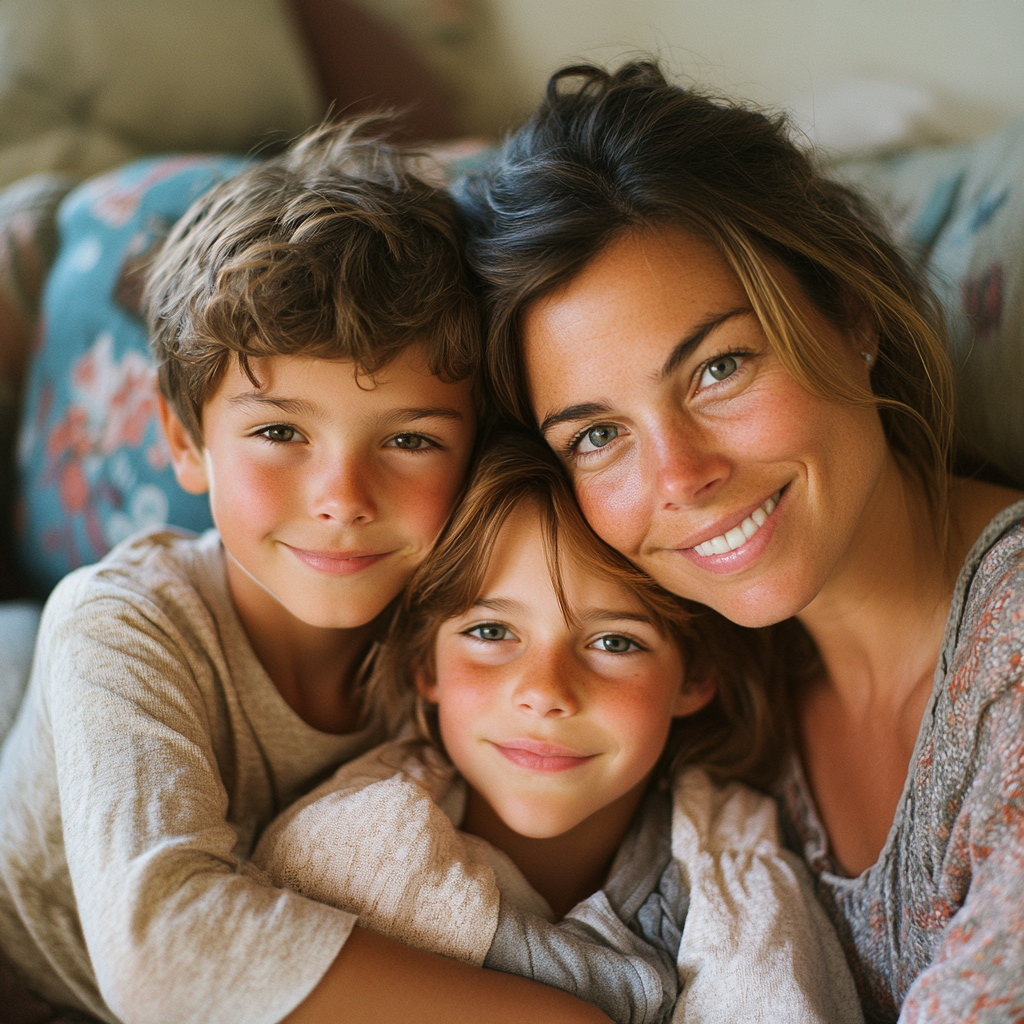 A happy mother and her children | Source: No source
