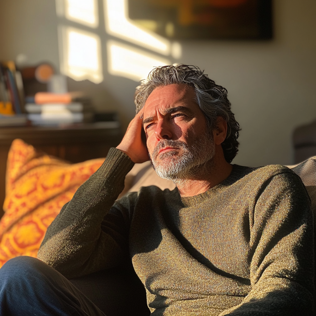 A man sitting on a couch | Source: no source