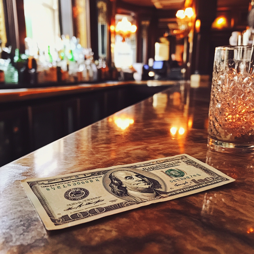 A note on a bar counter | Source: No source