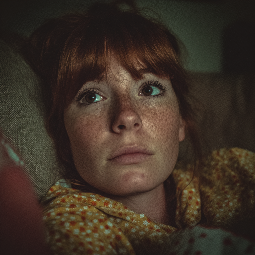 An emotional woman sitting on a couch | Source: no source