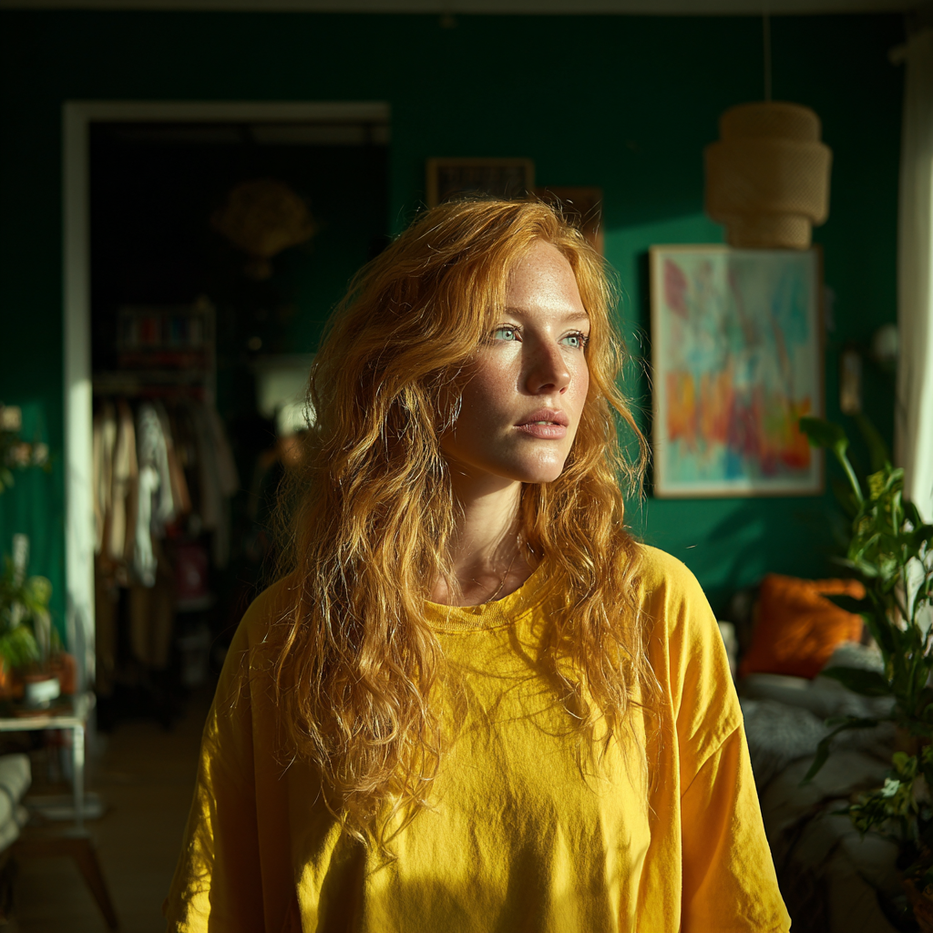 A woman standing in a living room | Source: No source