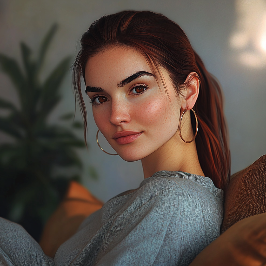 A woman sitting on a couch | Source: No source