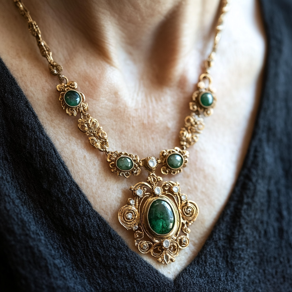 A necklace on a woman's neck | Source: no source