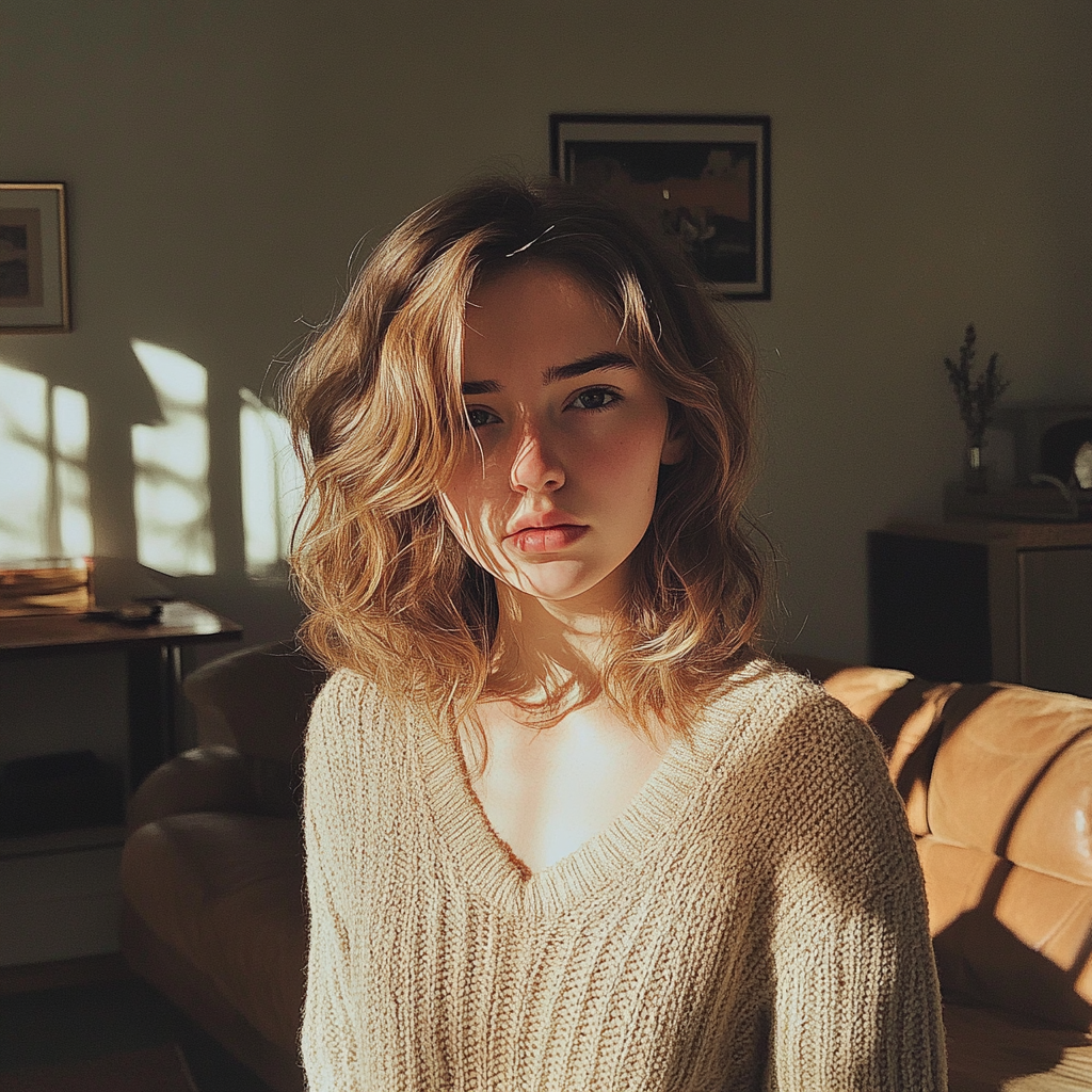 A teenage girl standing in a living room | Source: no source