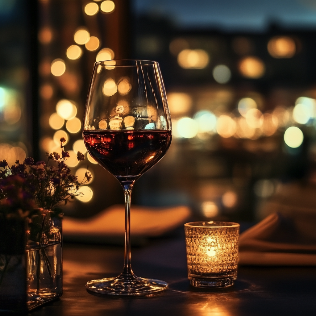 A glass of wine on a table | Source: No source