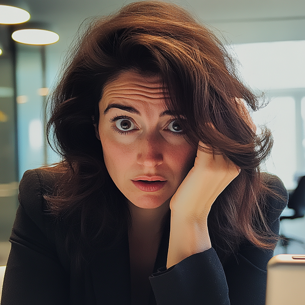 A stressed woman sitting at her desk | Source: no source