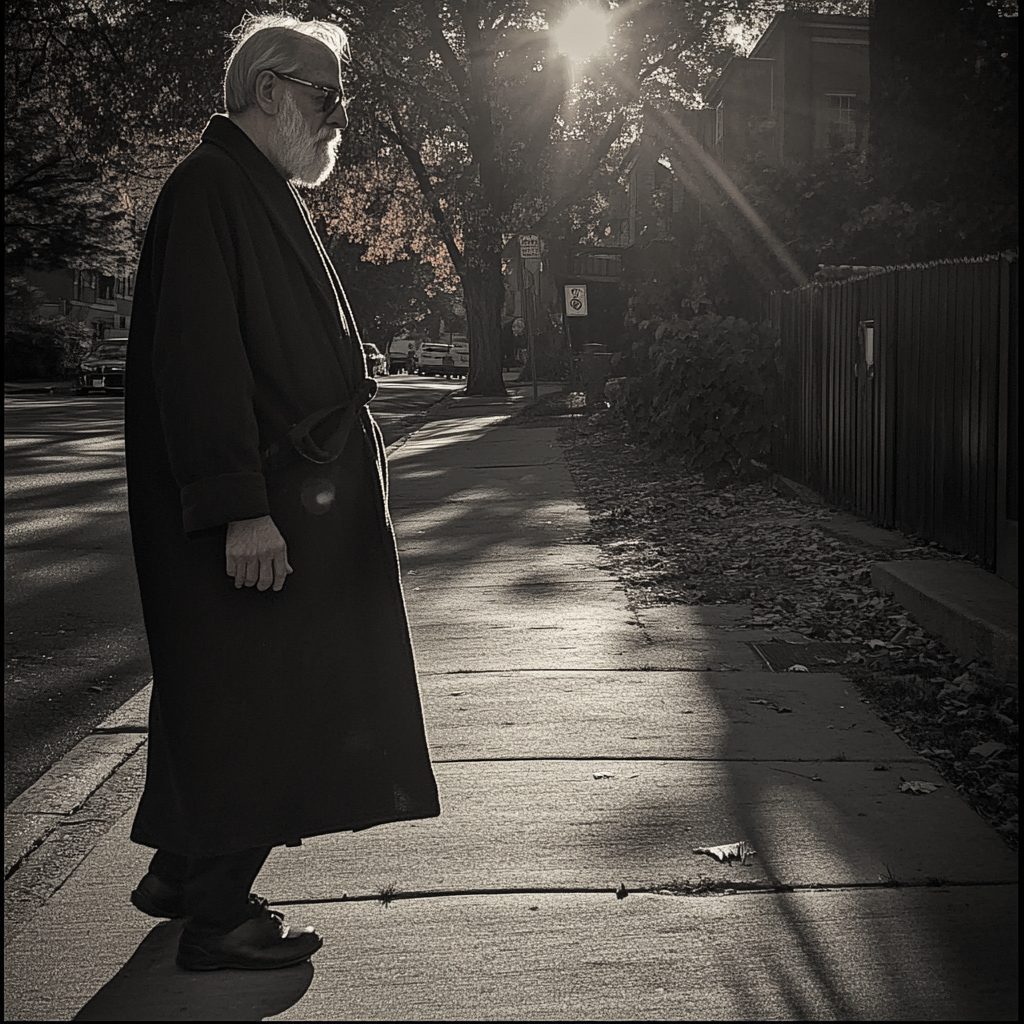 A man standing on a sidewalk | Source: no source