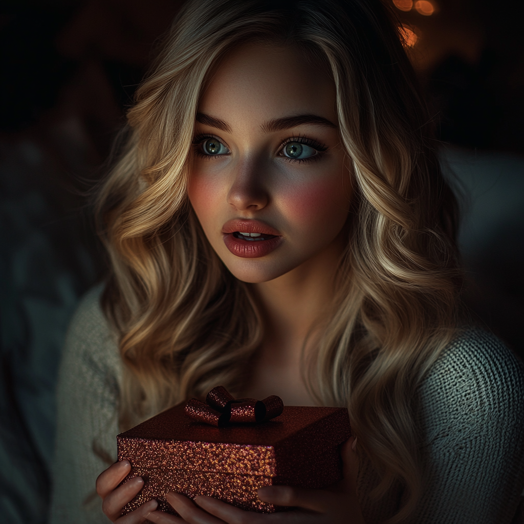 A heartbroken woman holding a red gift box | Source: no source