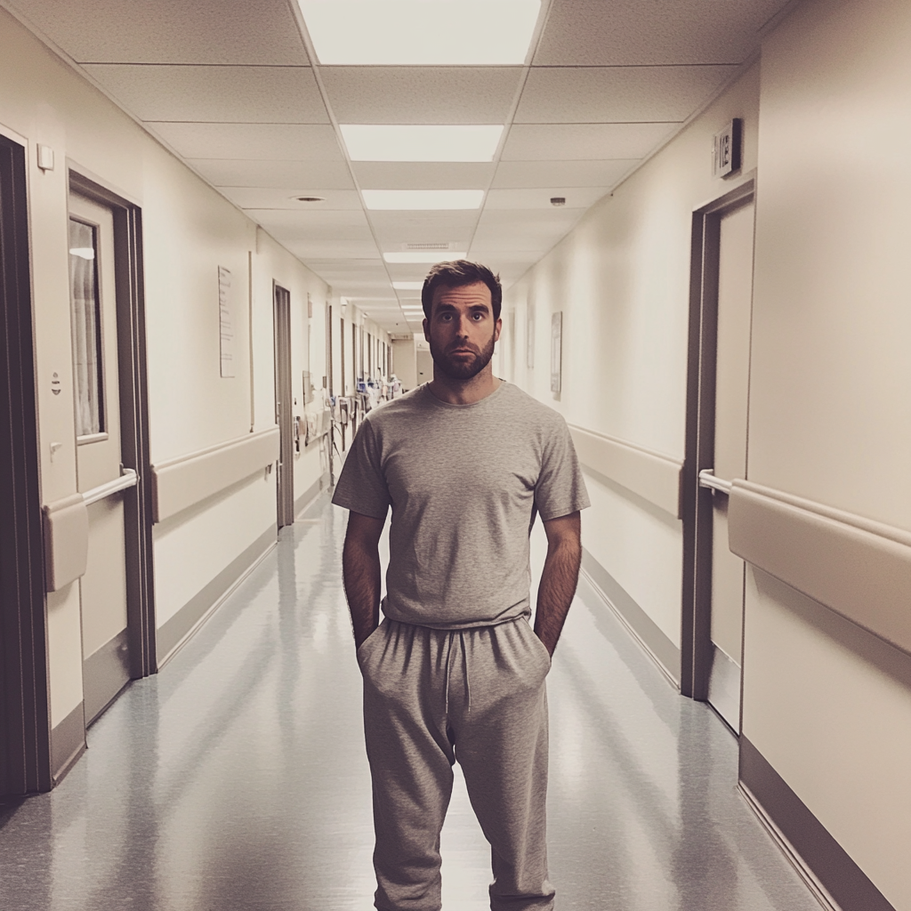 A shocked man in a hospital hallway | Source: no source