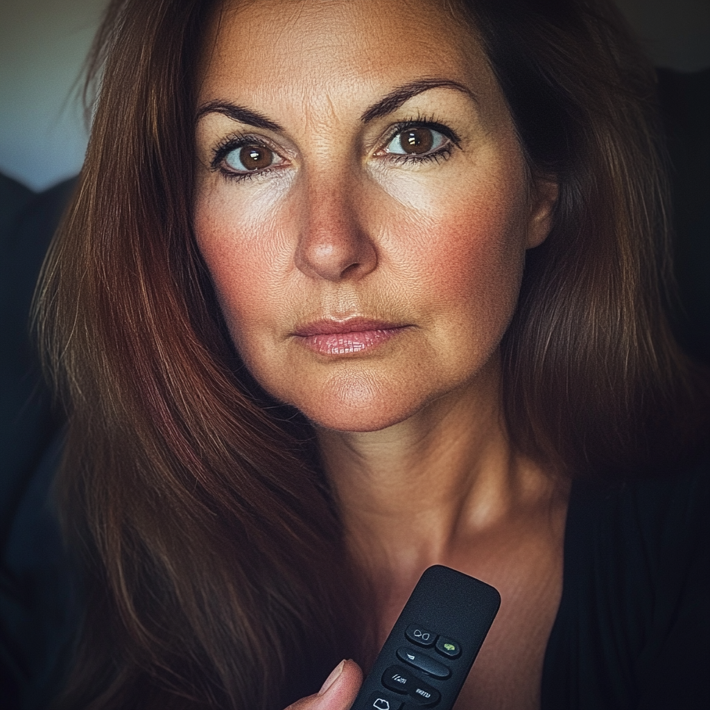 A woman holding a TV remote | Source: No source