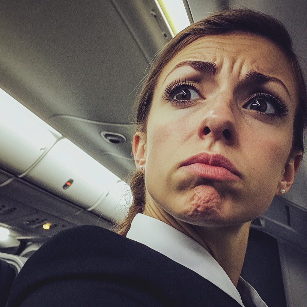 An annoyed flight attendant | Source: No source