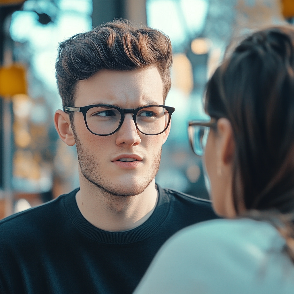 A man talking to a woman | Source: No source