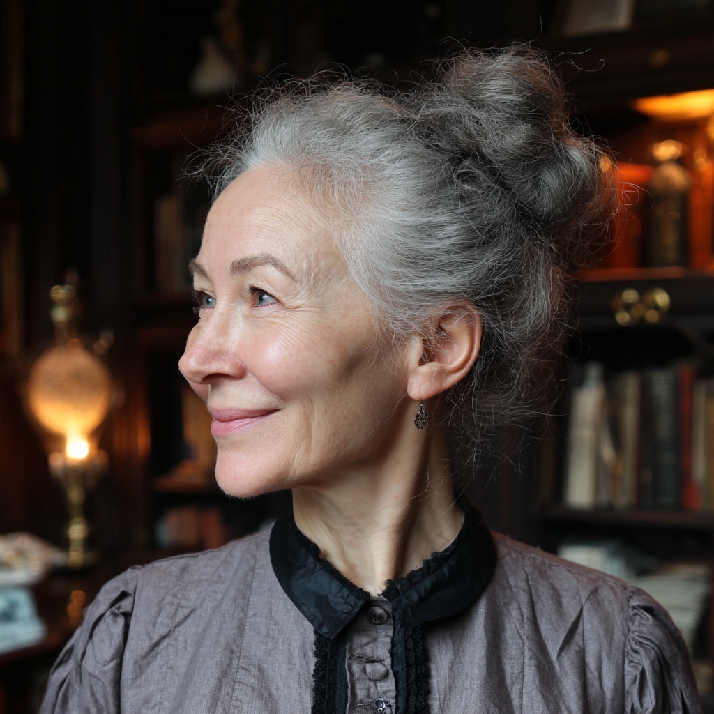 A smiling woman standing in a study | Source: No source