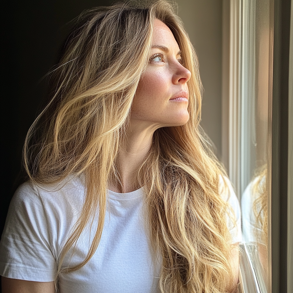 A woman looking out a window | Source: no source