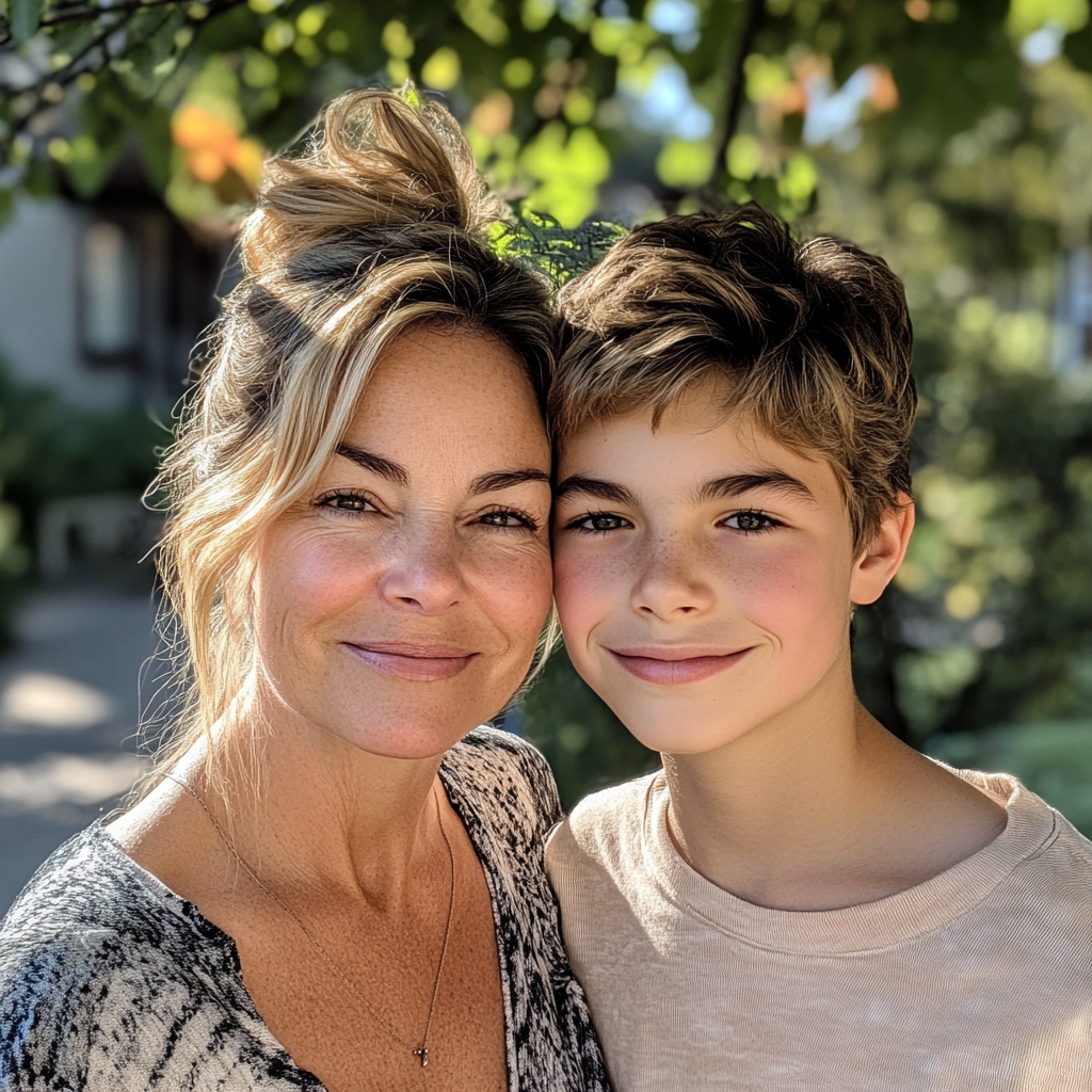 A smiling woman with her son | Source: No source