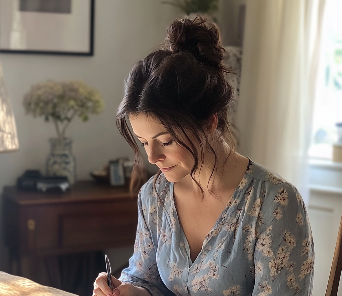 A woman writing a letter | Source: No source