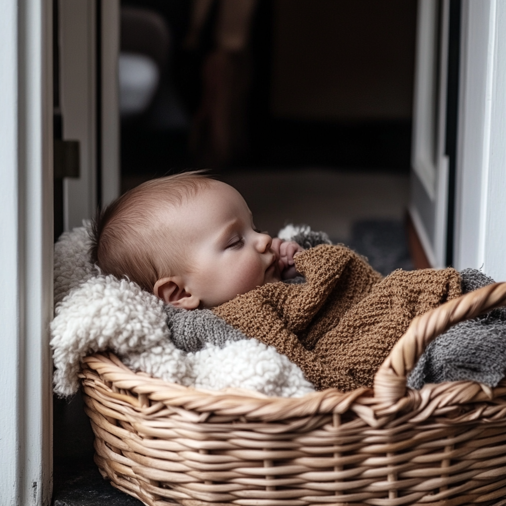 A baby in a basket | Source: No source