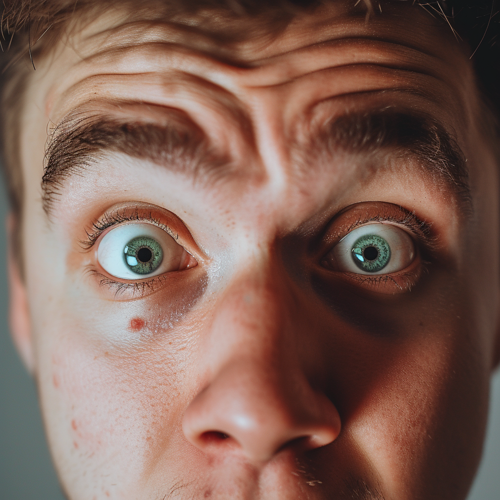 A close-up of a shocked man | Source: no source