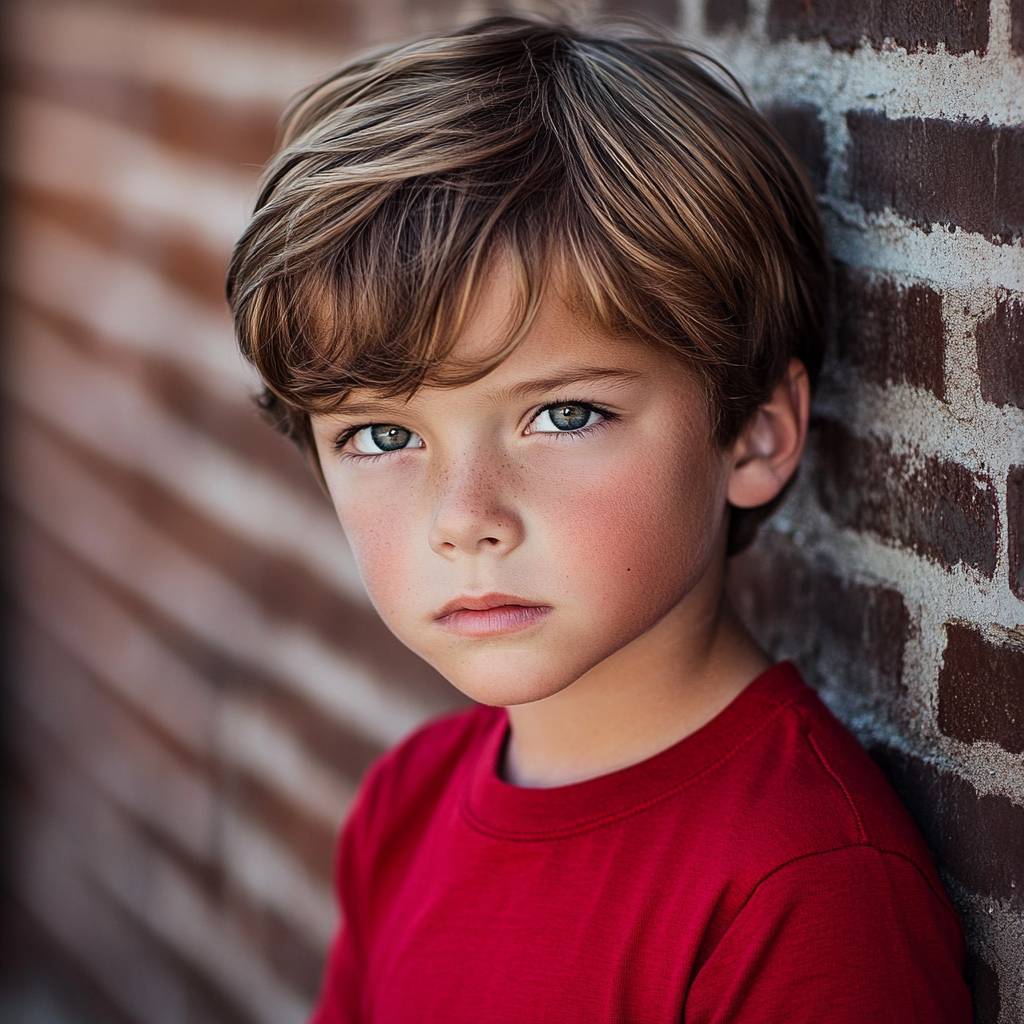 A boy leaning against a wall | Source: No source