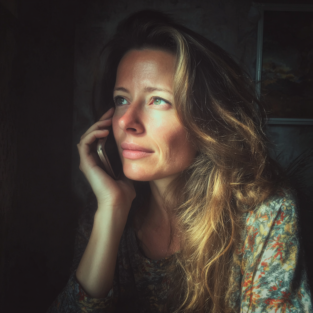 A pensive woman talking on a phone | Source: No source
