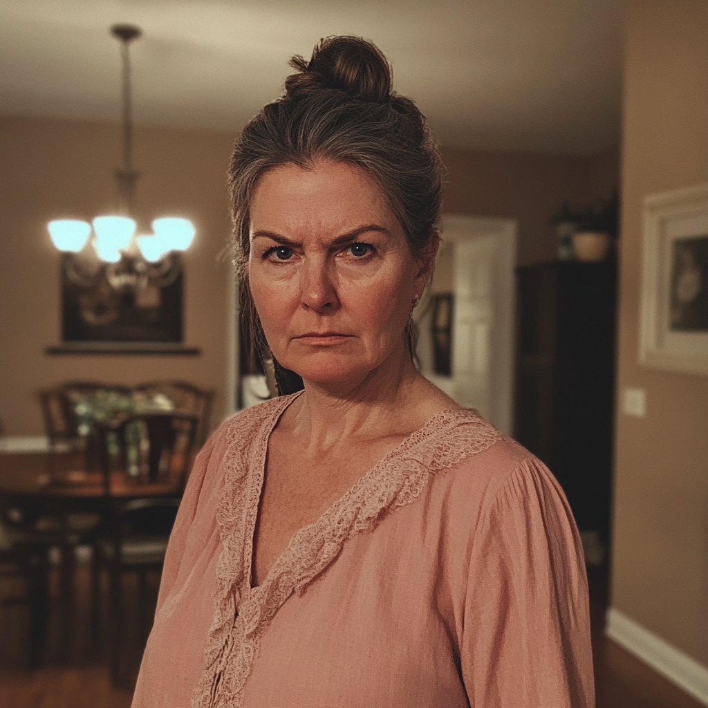 An upset woman with her hair in a bun | Source: No source