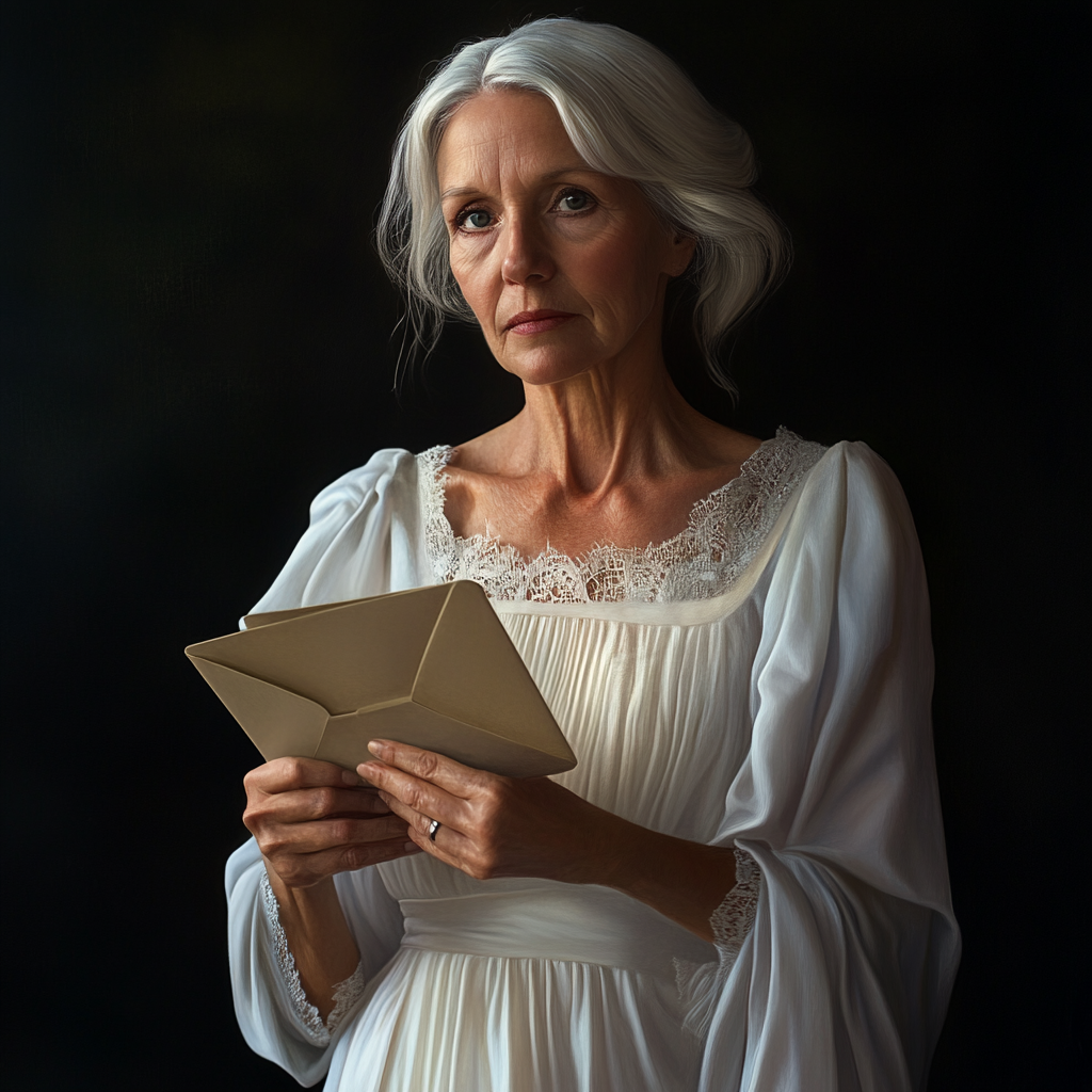 Senior woman holding an envelope | Source: No source