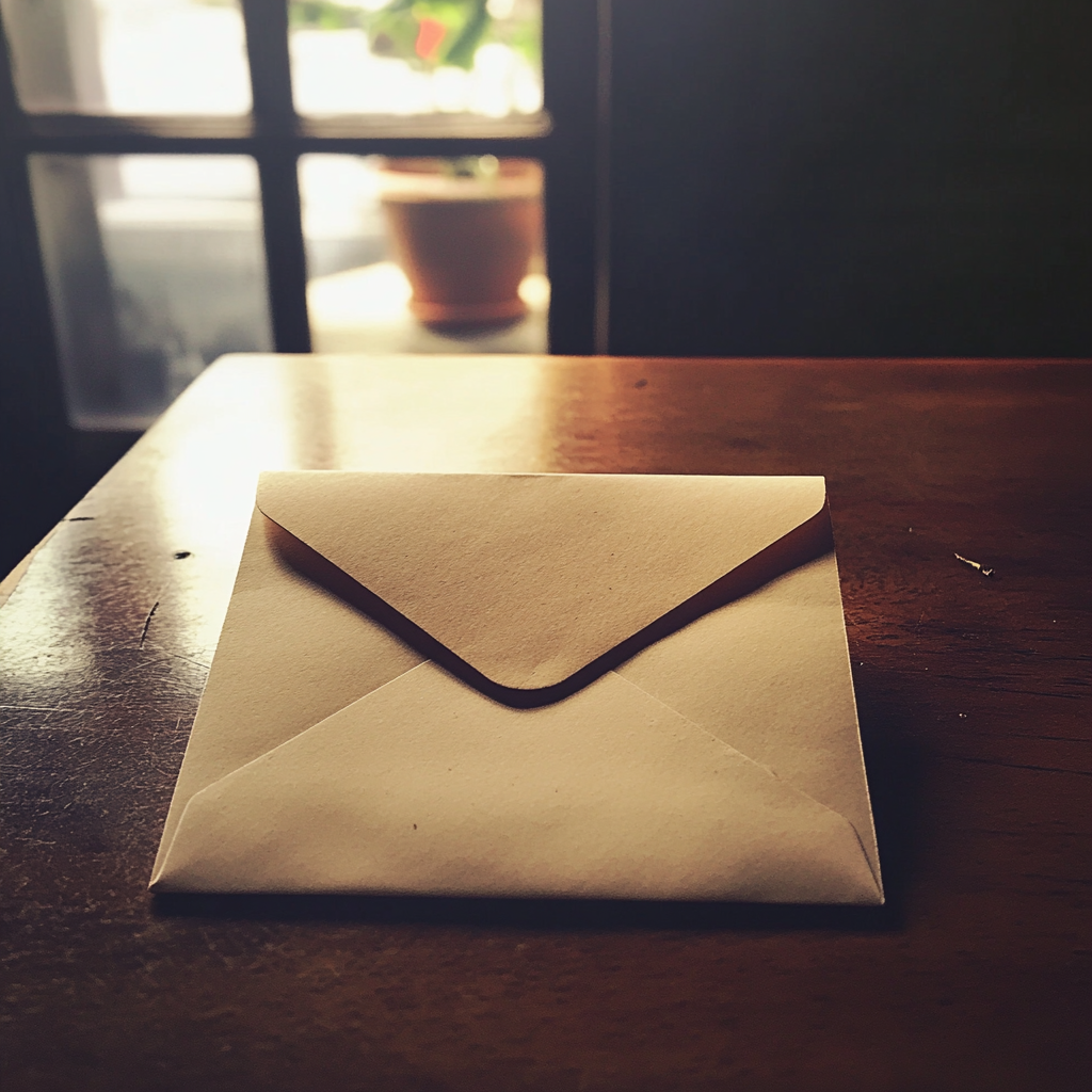 An envelope on a kitchen table | Source: no source