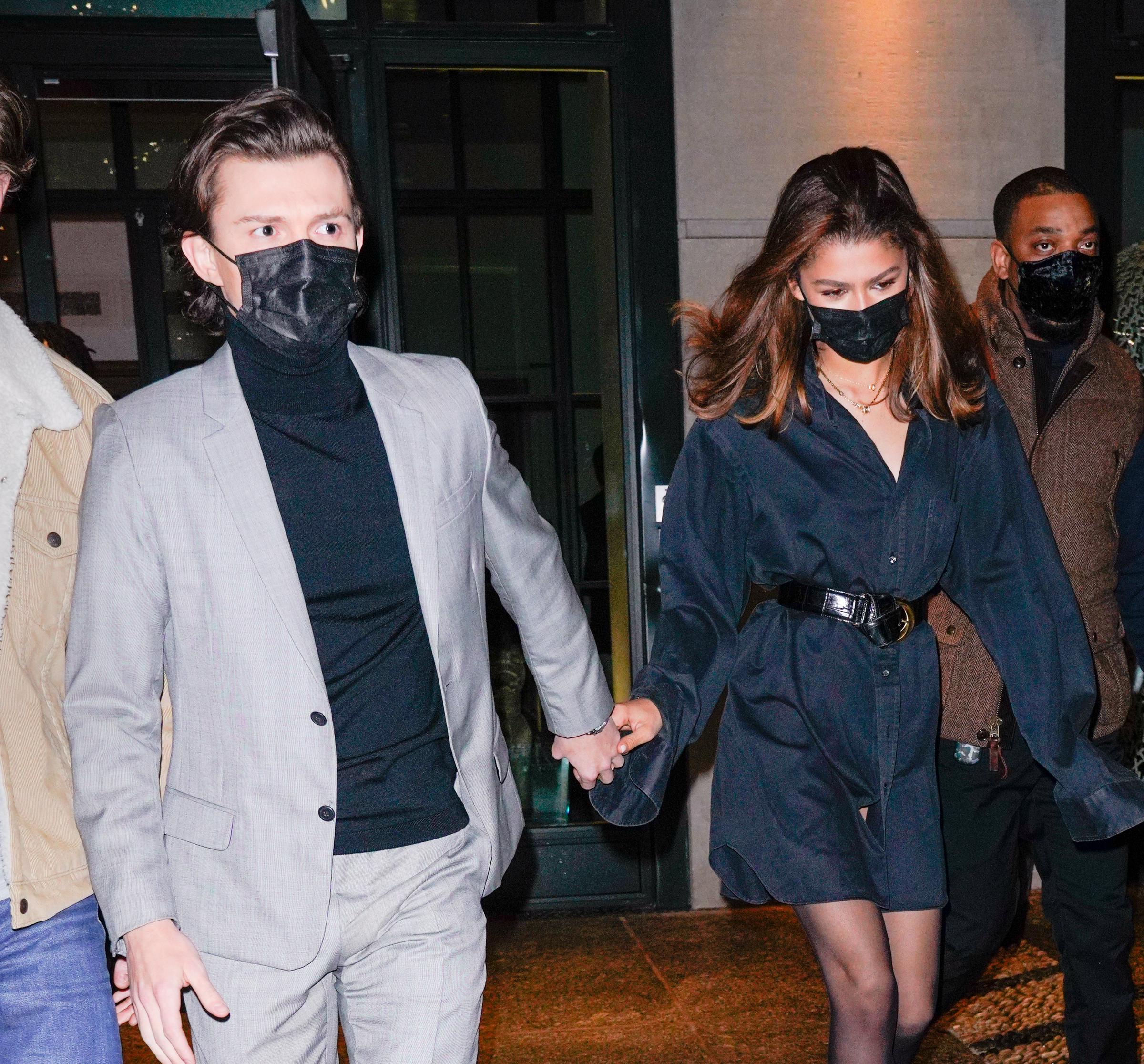 Tom Holland and Zendaya seen departing their hotel on February 16, 2022, in New York. | Source: Getty Images