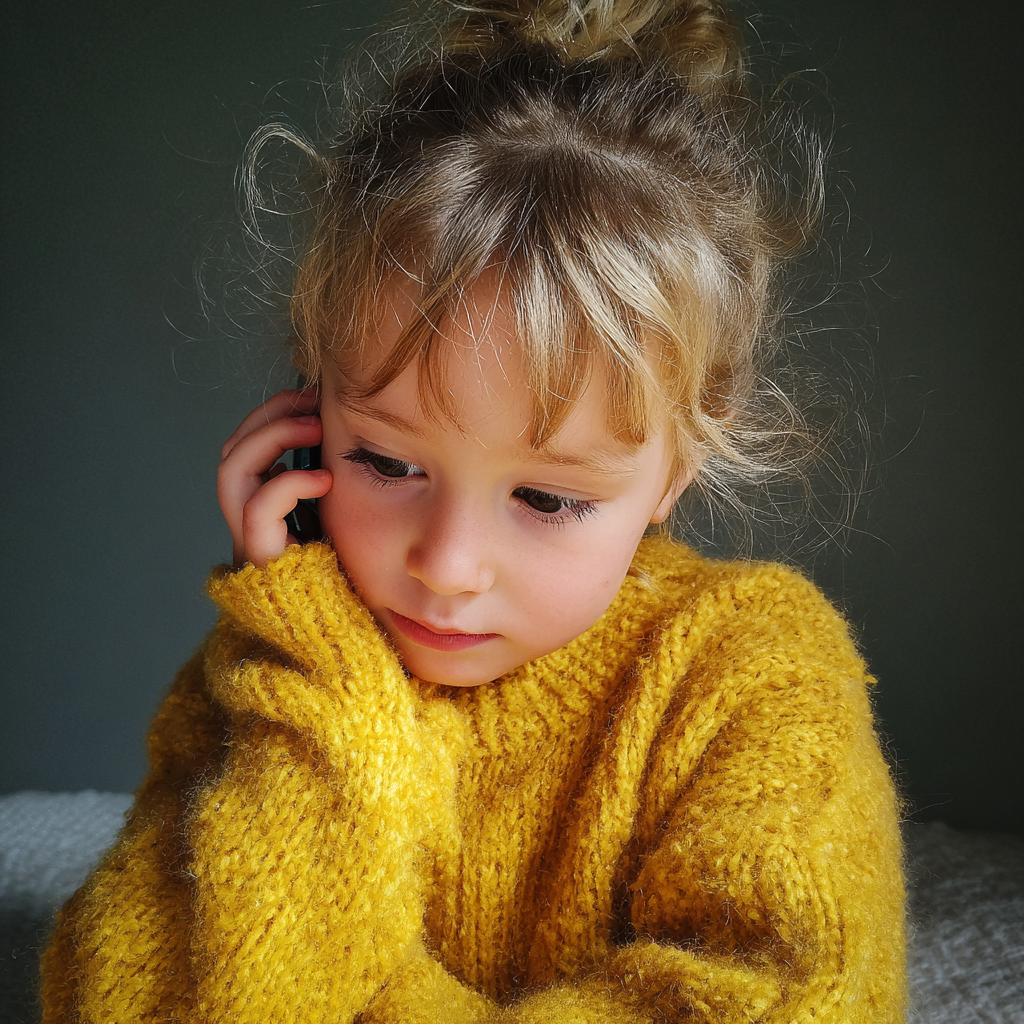 A little girl talking on a phone | Source: no source