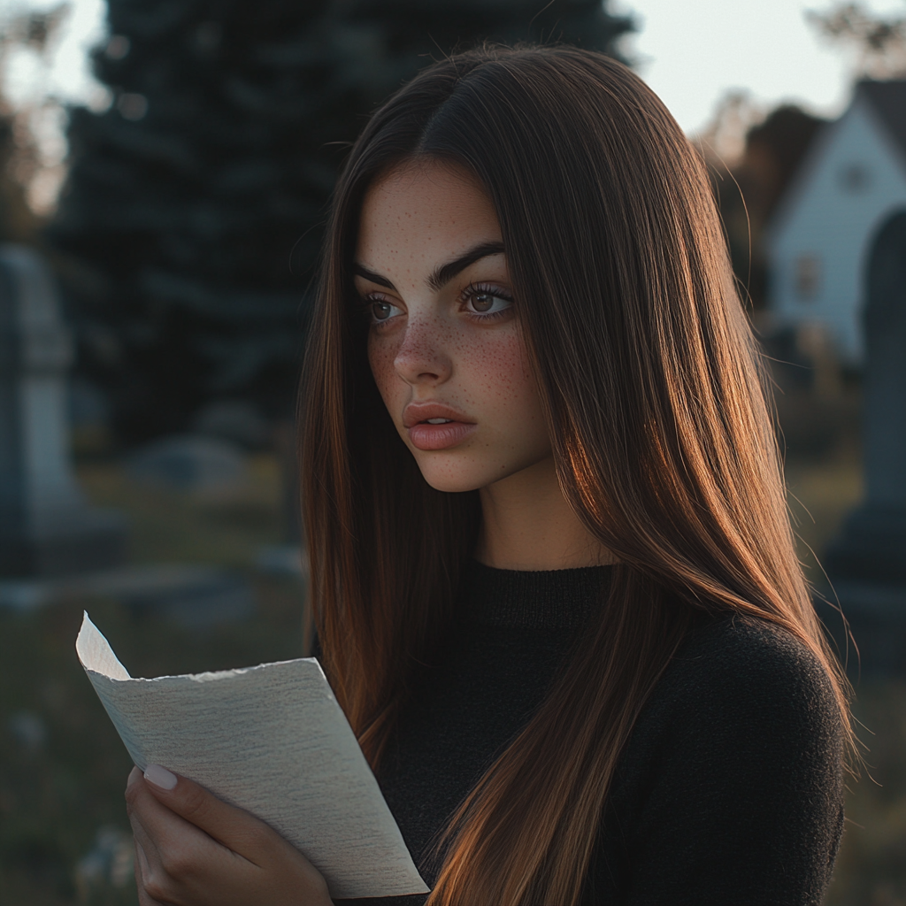 A shocked woman left wondering while holding a letter | Source: no source
