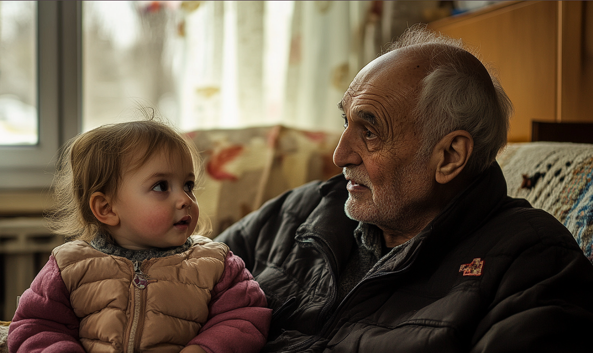 An elderly man telling stories to his great-granddaughter | Source: No source