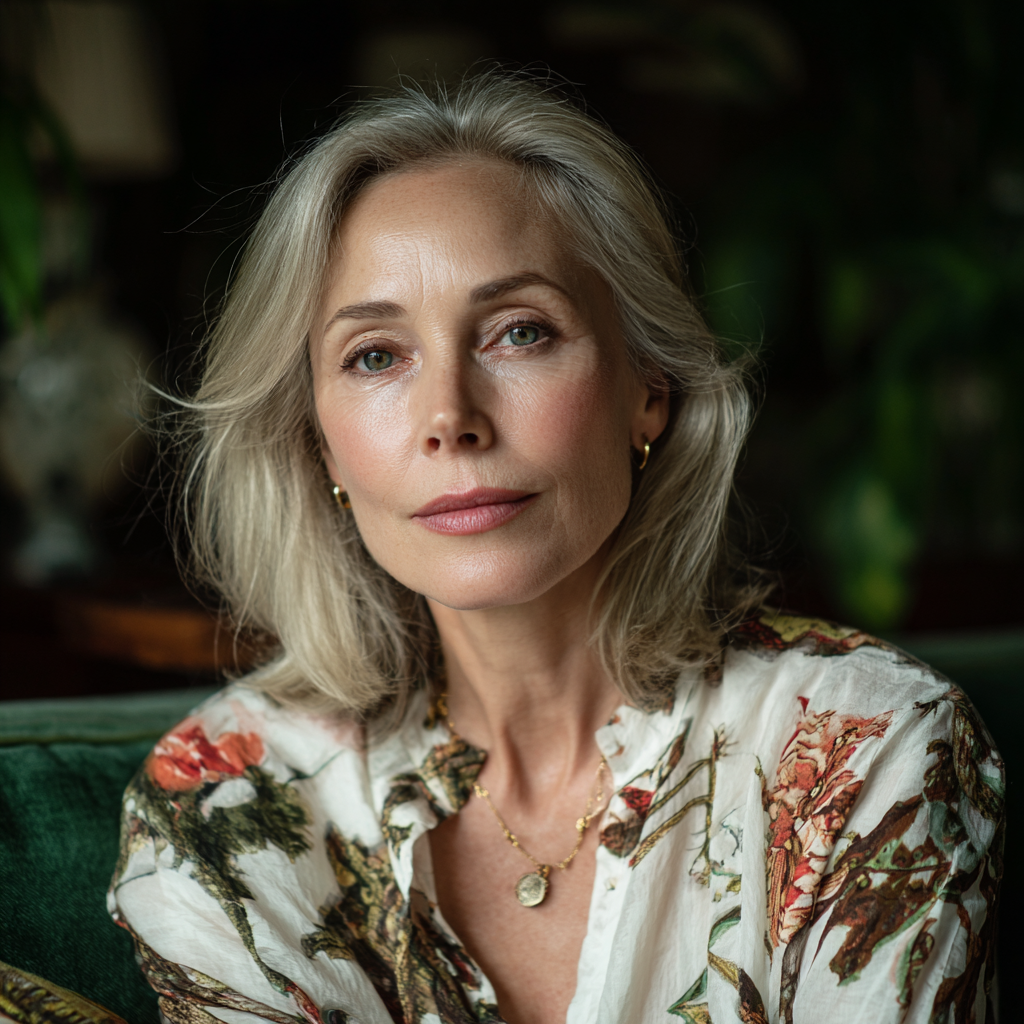 An older woman wearing a floral blouse | Source: No source