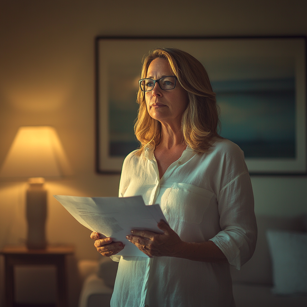 A woman holding papers in her hands | Source: no source