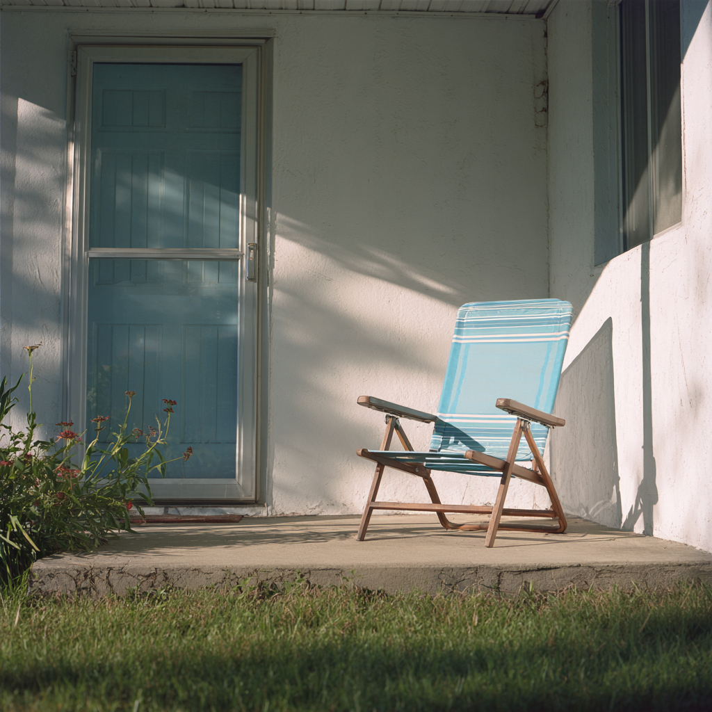 A lawn chair on a porch | Source: no source
