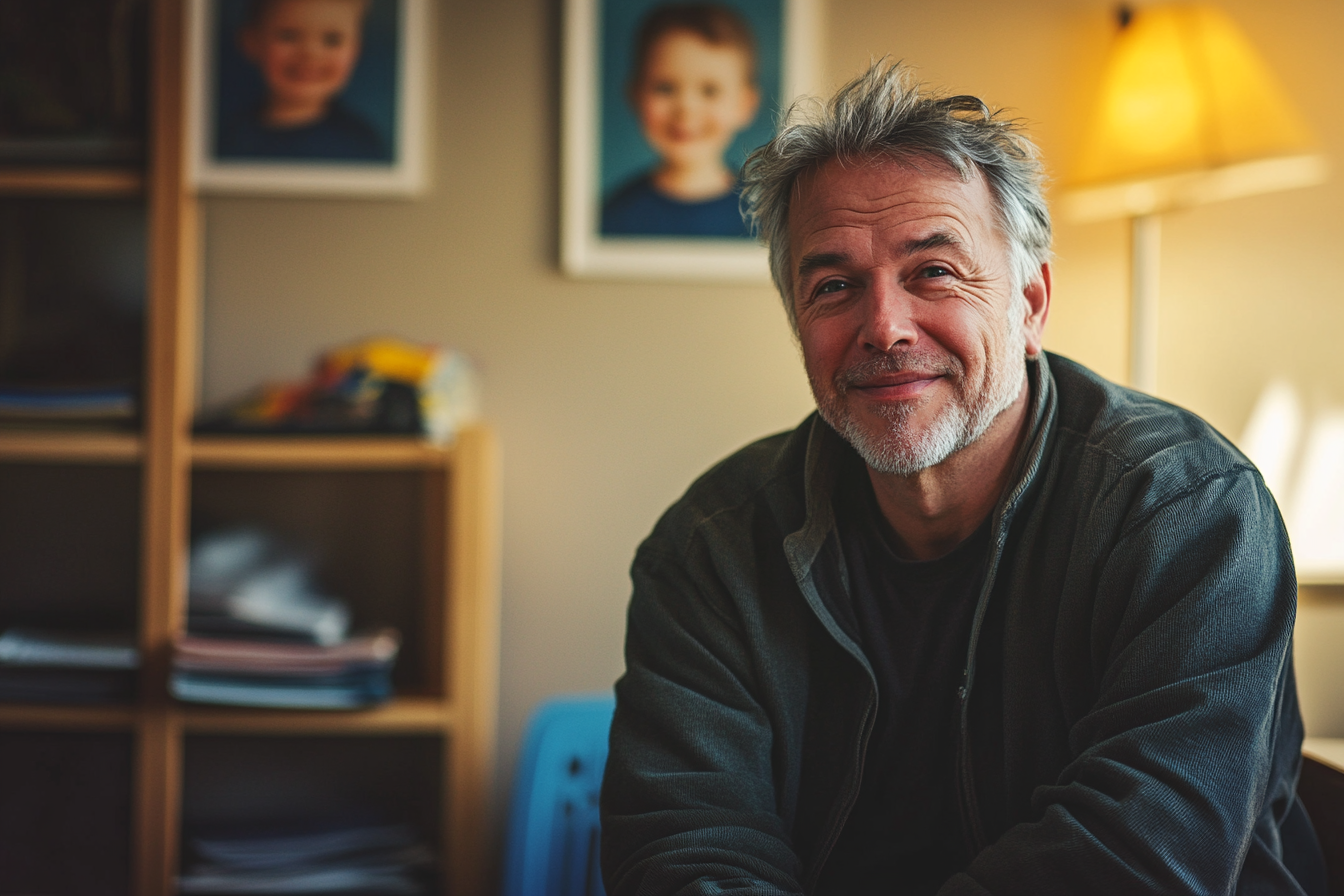 Man smiling in an office at a children's center | Source: No source
