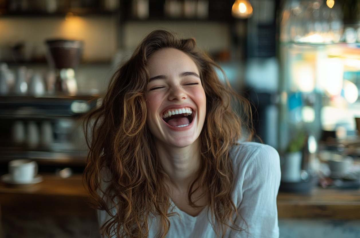 A woman laughing | Source: No source