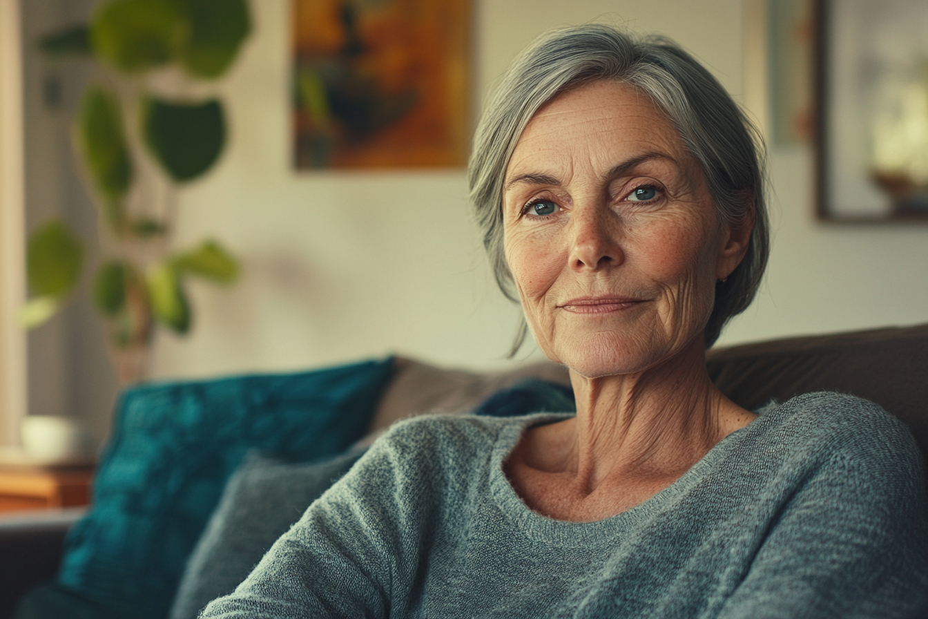 A woman sitting in a living room | Source: No source