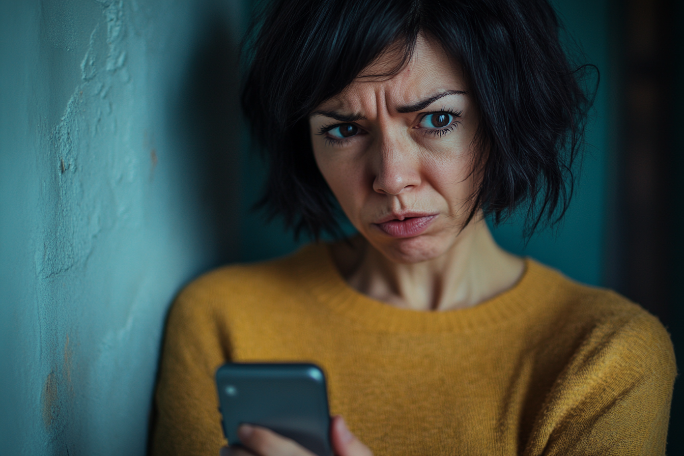 A woman glancing to one side while frowning | Source: No source