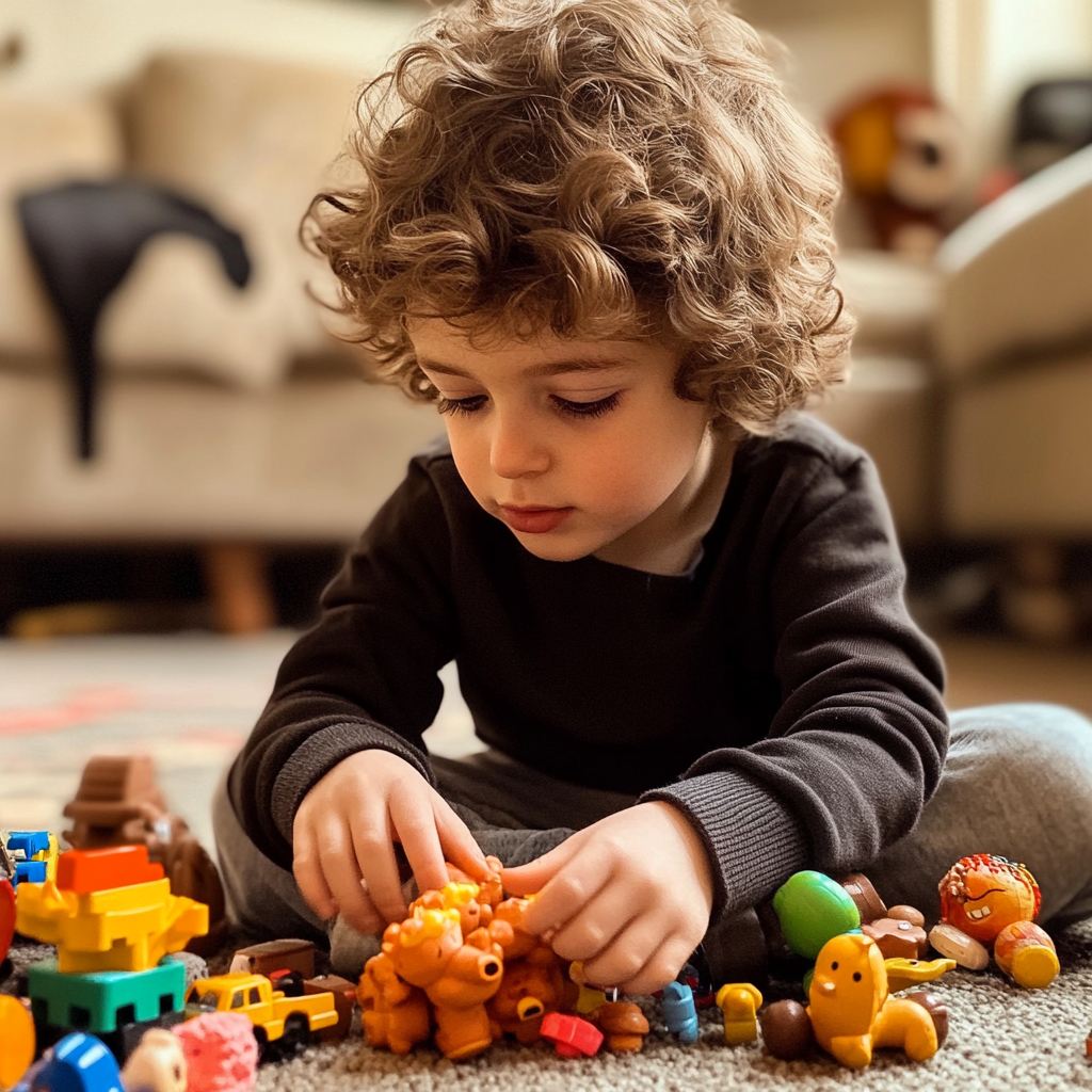 A little boy playing with his toys | Source: No source