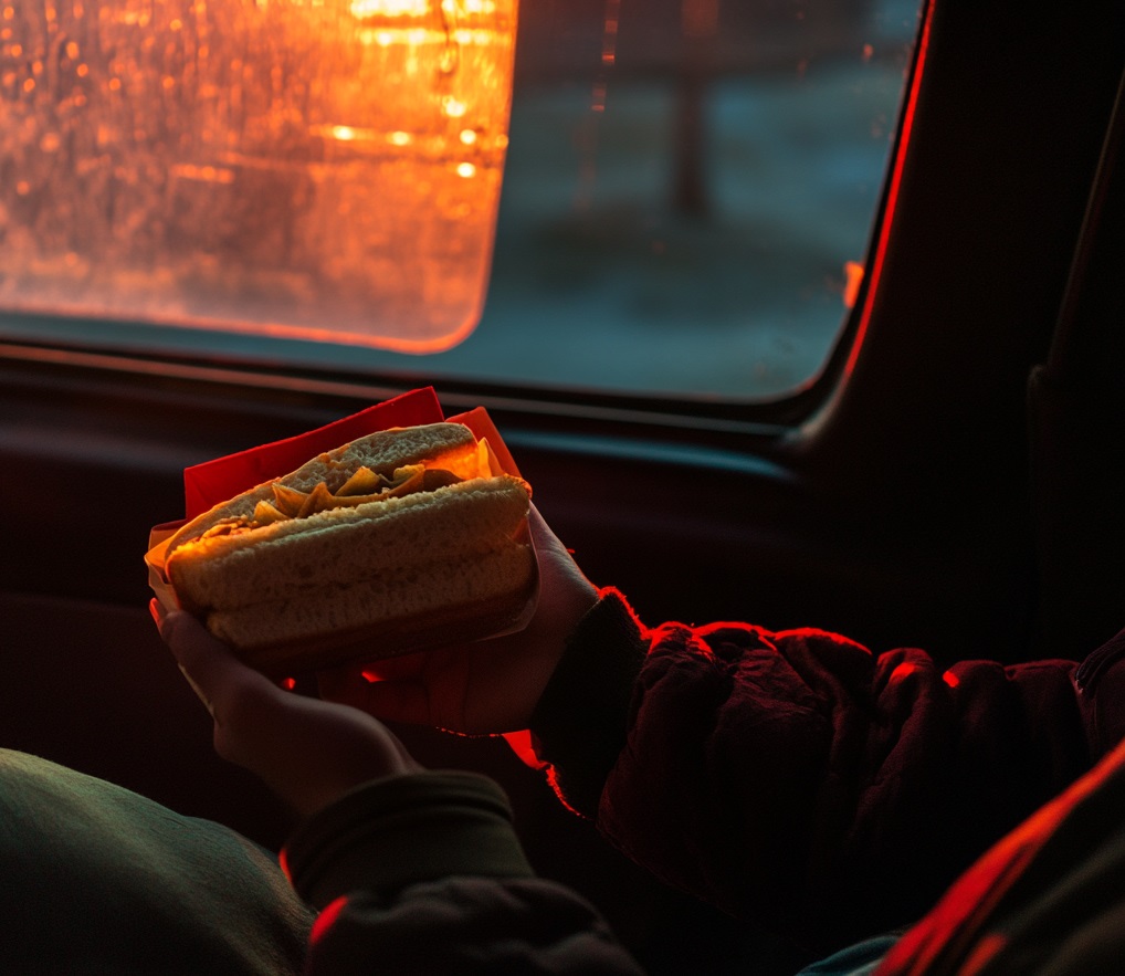 A teenage boy holding a sandwich in a wrapper | Source: No source