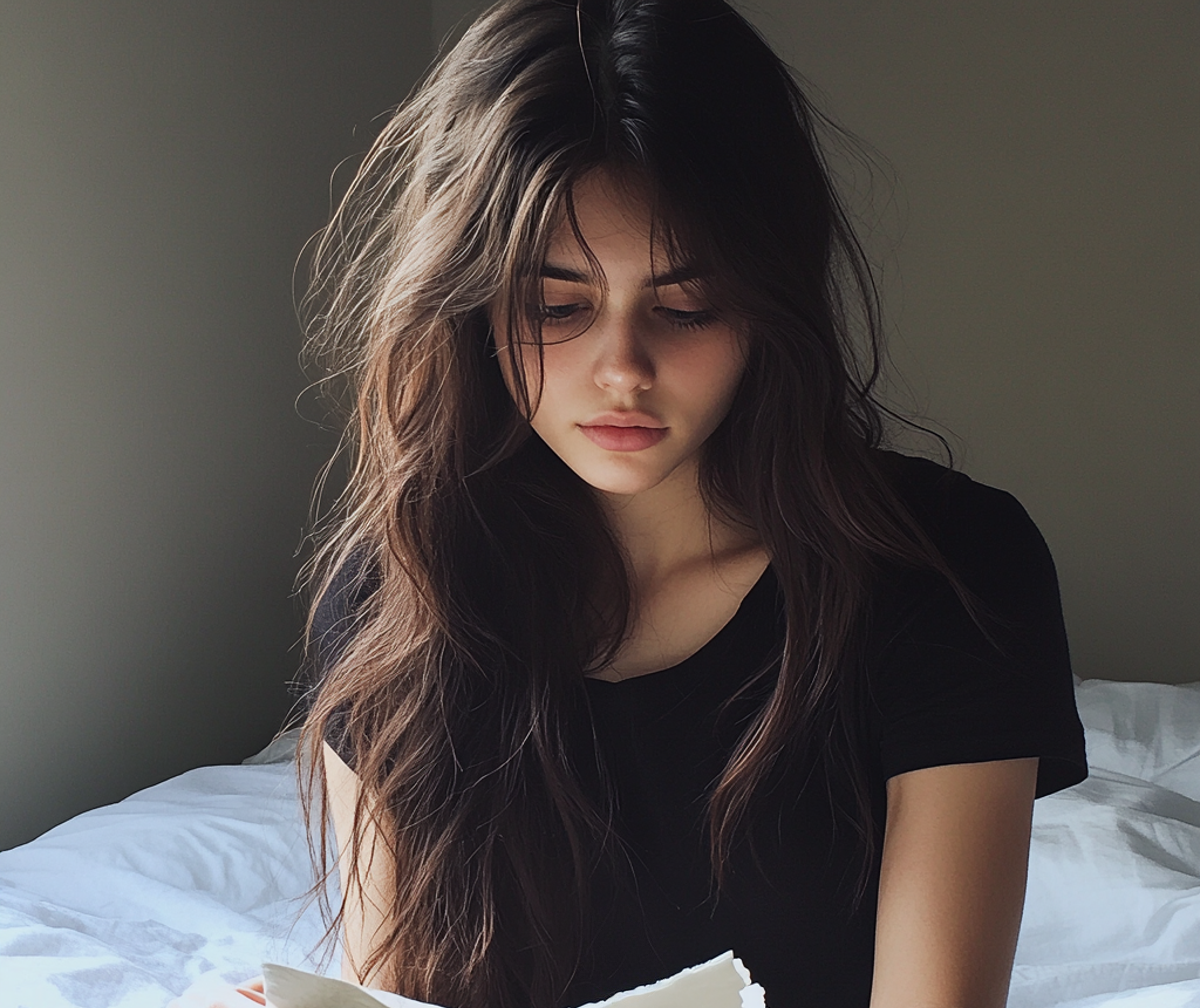 A girl reading a letter | Source: No source