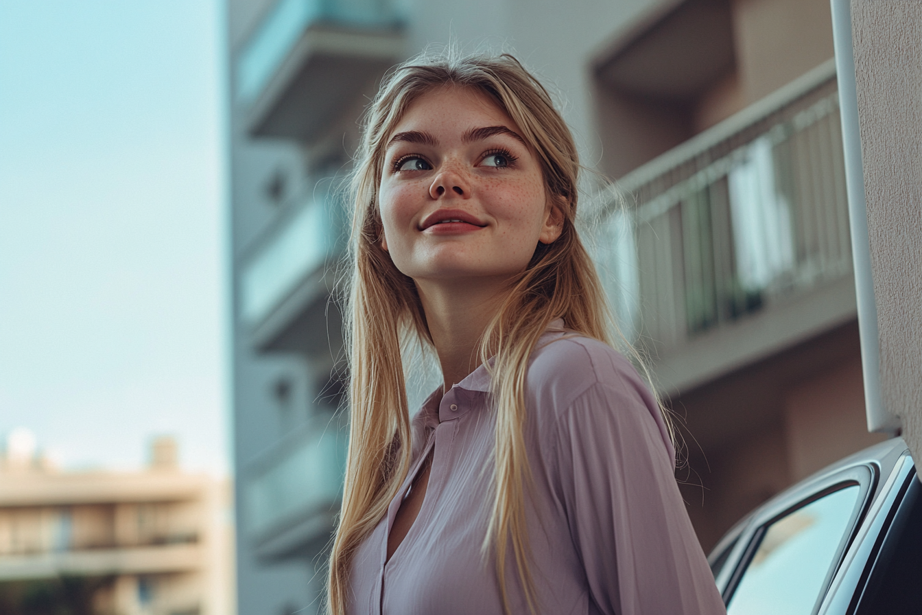 A woman smiling outside of a building | Source: no source