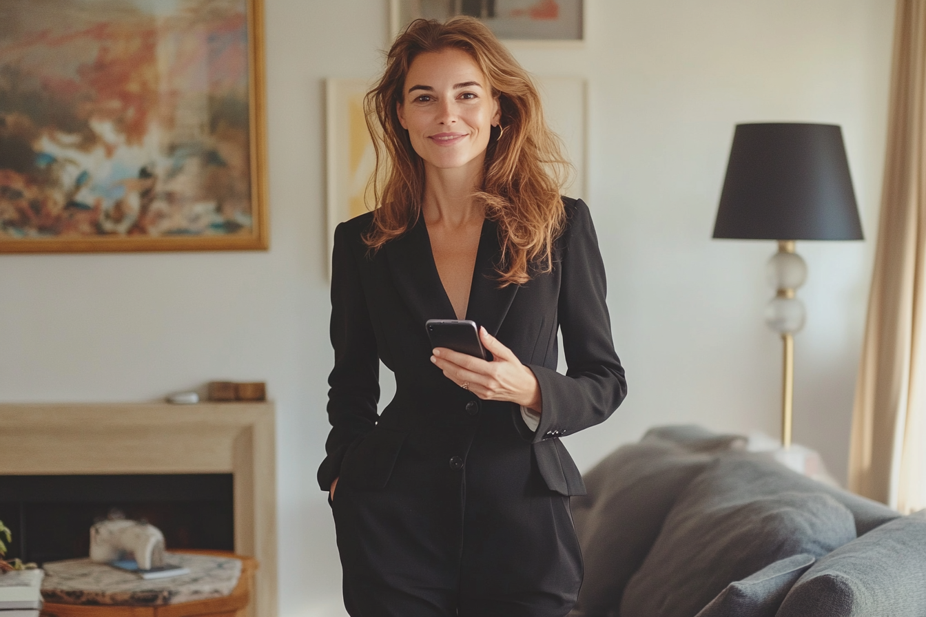 A woman holding her cell phone | Source: No source