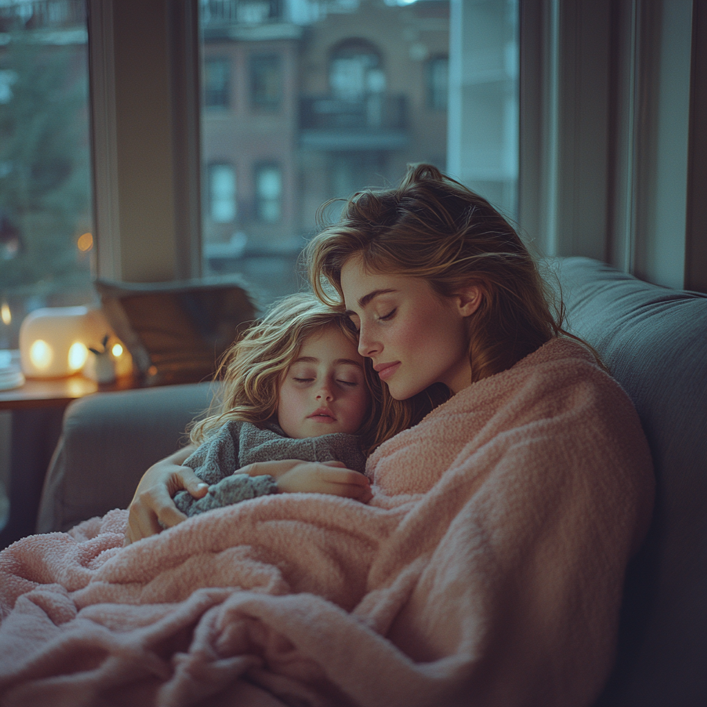 A woman cuddling her daughter | Source: No source