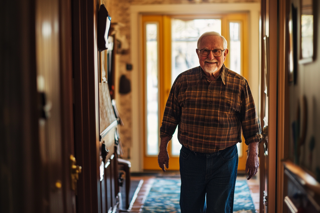 A man walking into a house | Source: No source