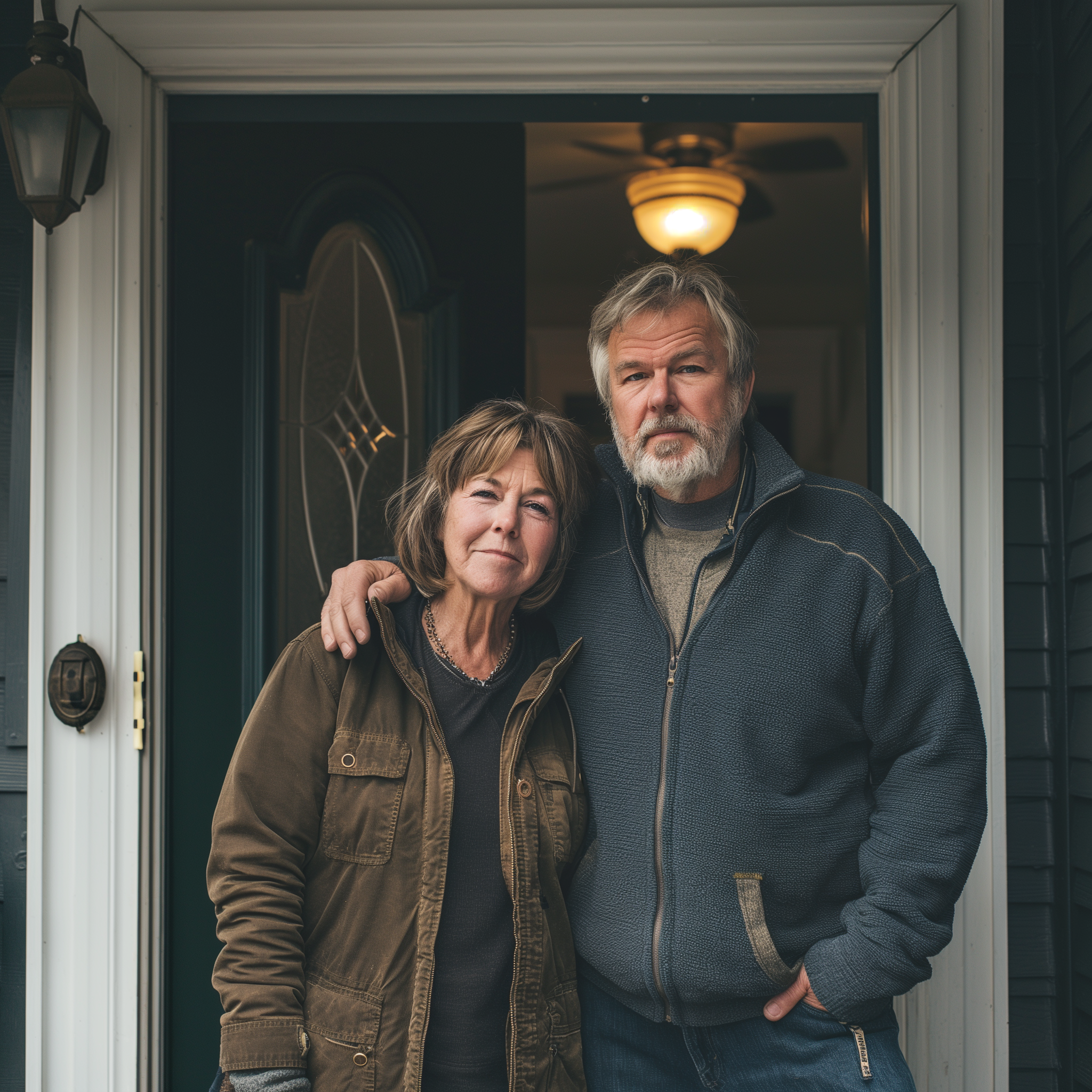 An older couple on doorstep | Source: No source