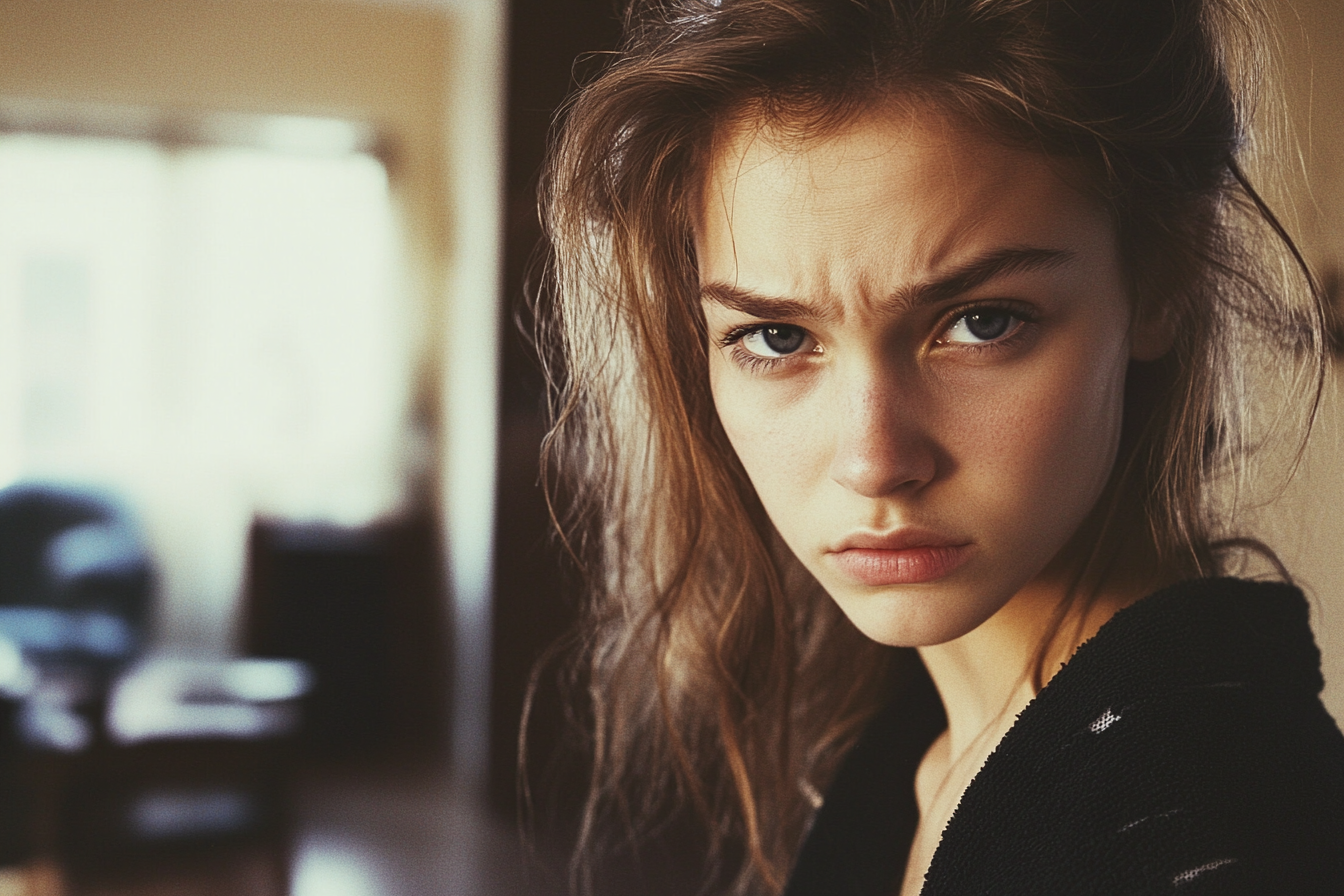 A suspicious woman glancing to one side | Source: No source