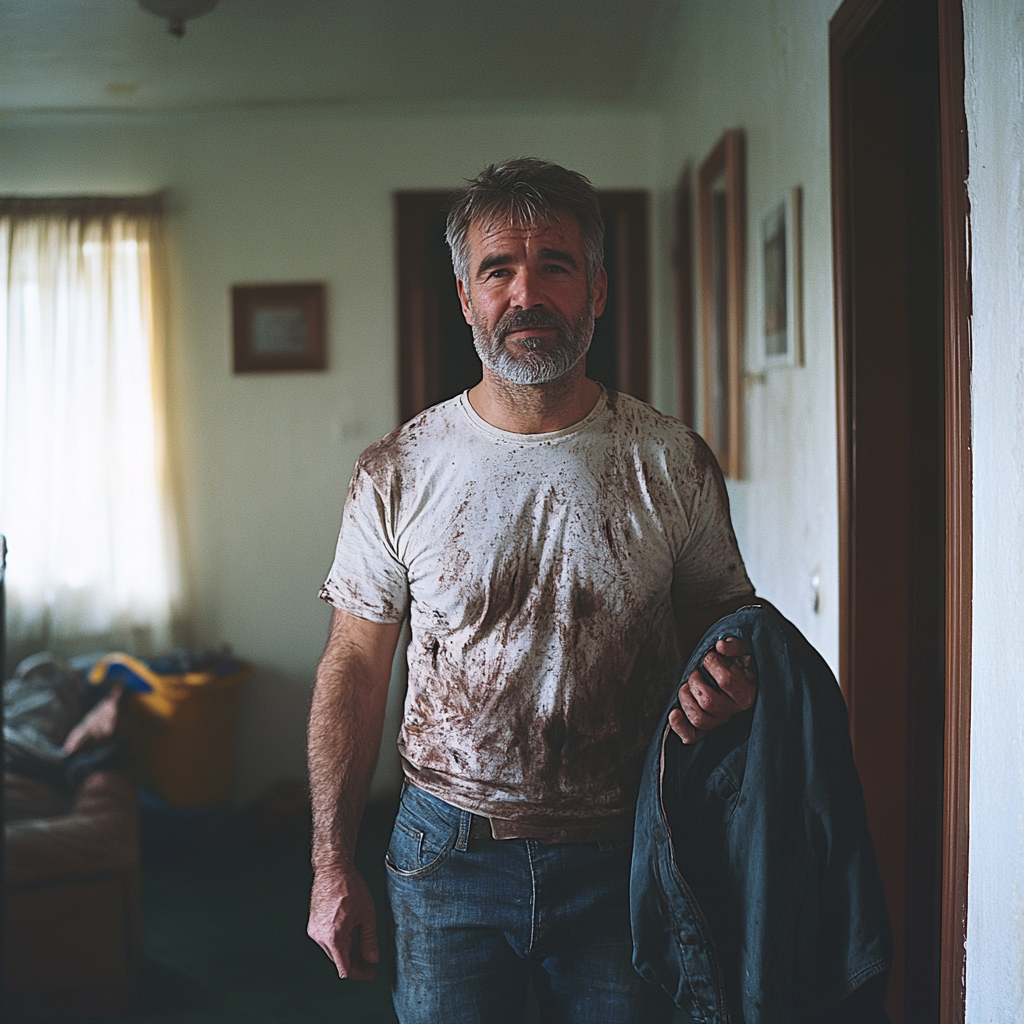 A man holding a jacket | Source: No source