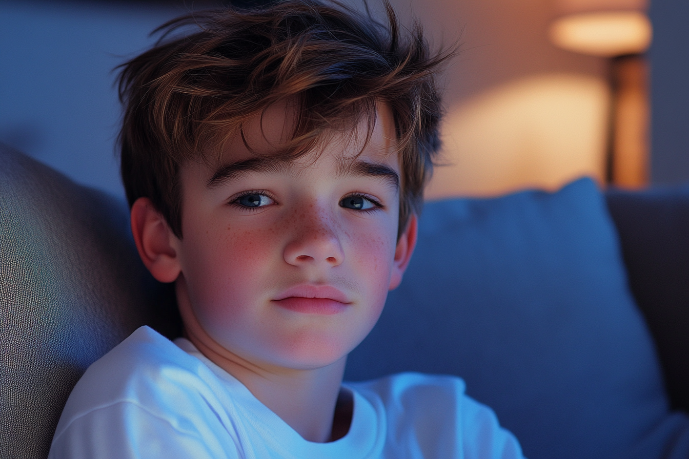 A boy sitting on a couch | Source: No source